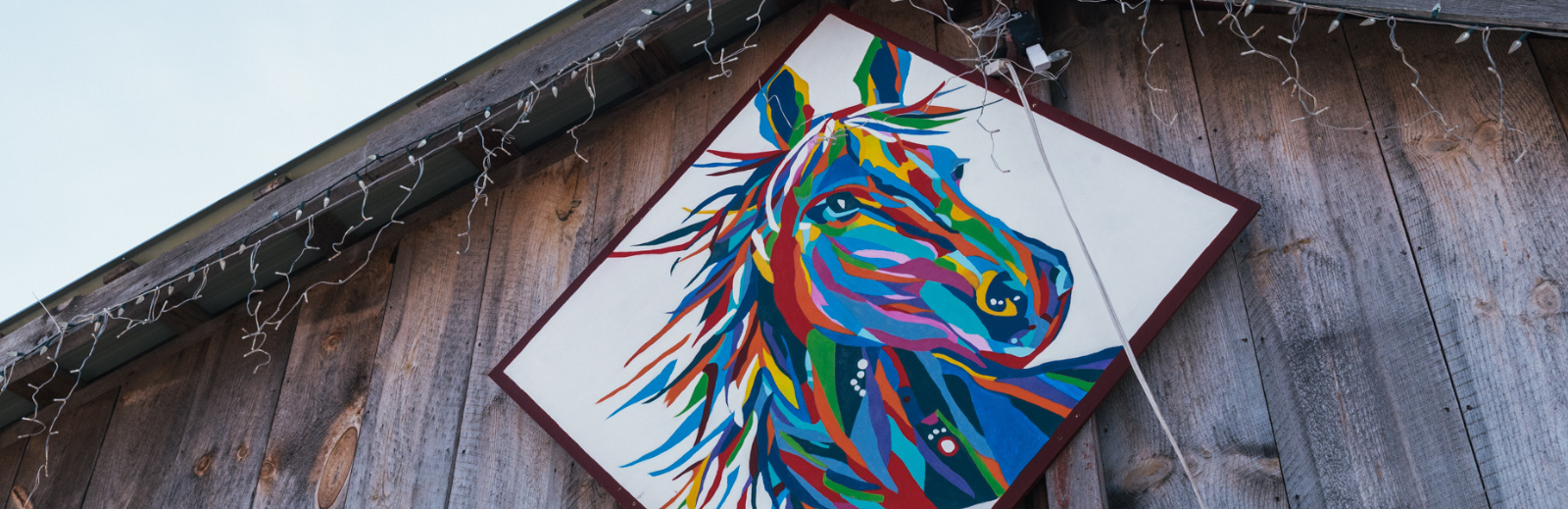 Colourful horse barn quilt