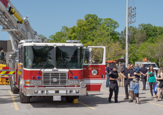 Fire Truck with people standing around