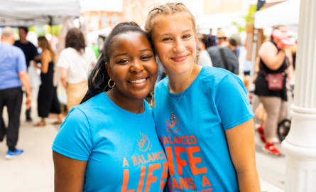two girls smiling