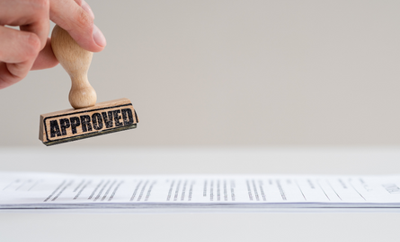 Approved stamp on a document