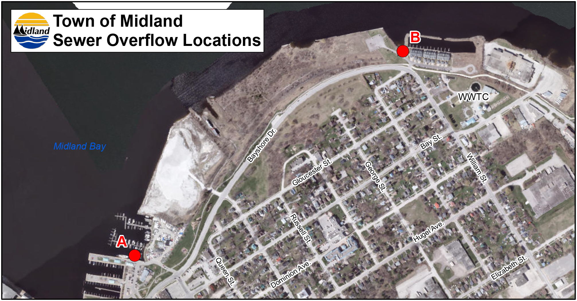 Town of Midland Sewer Overflow Locations 
