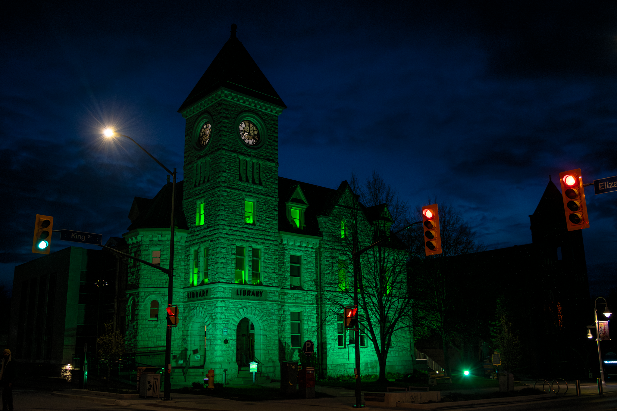 Library illuminated Green