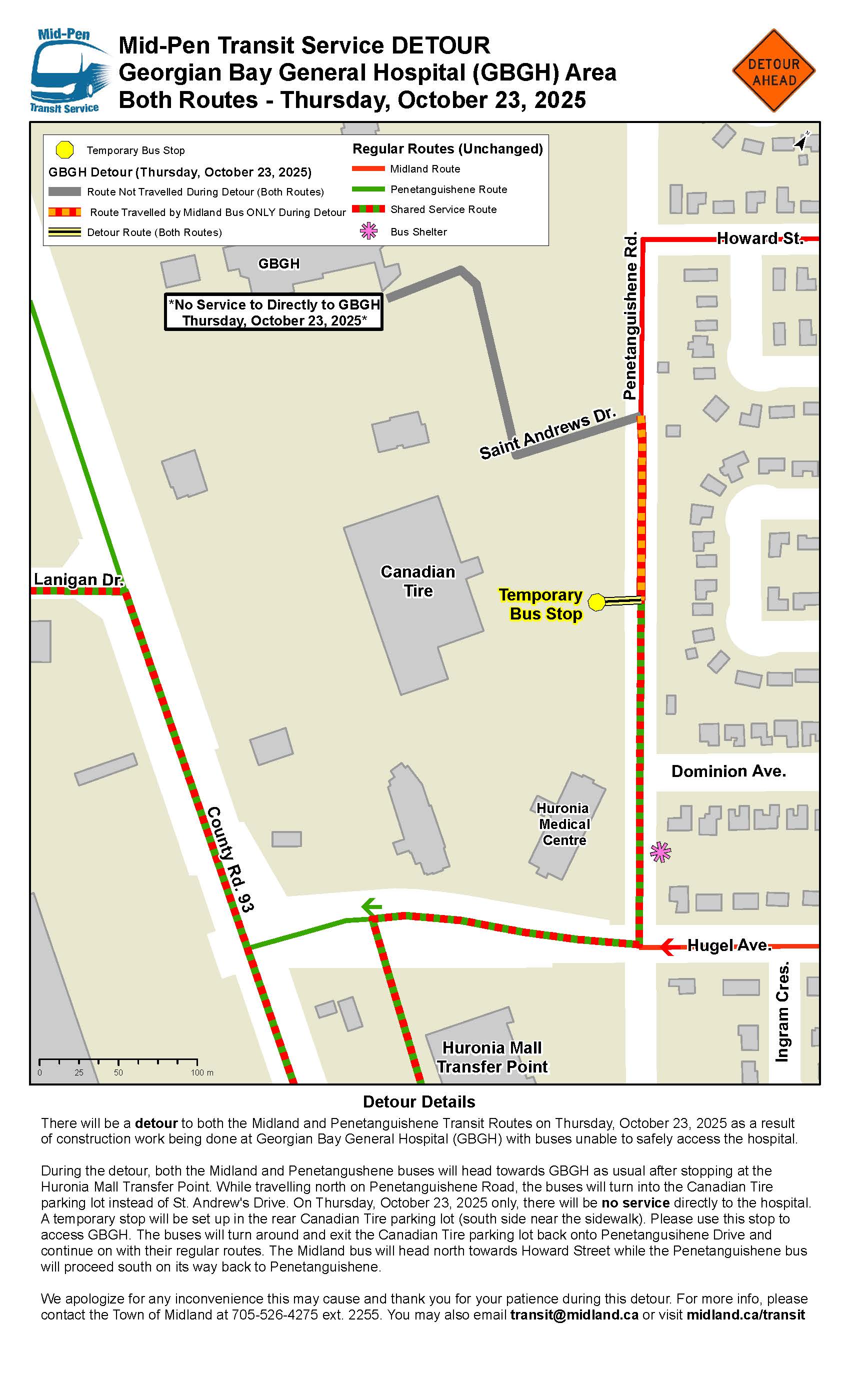 Mid-Pen Transit Service DETOUR Georgian Bay General Hospital (GBGH)