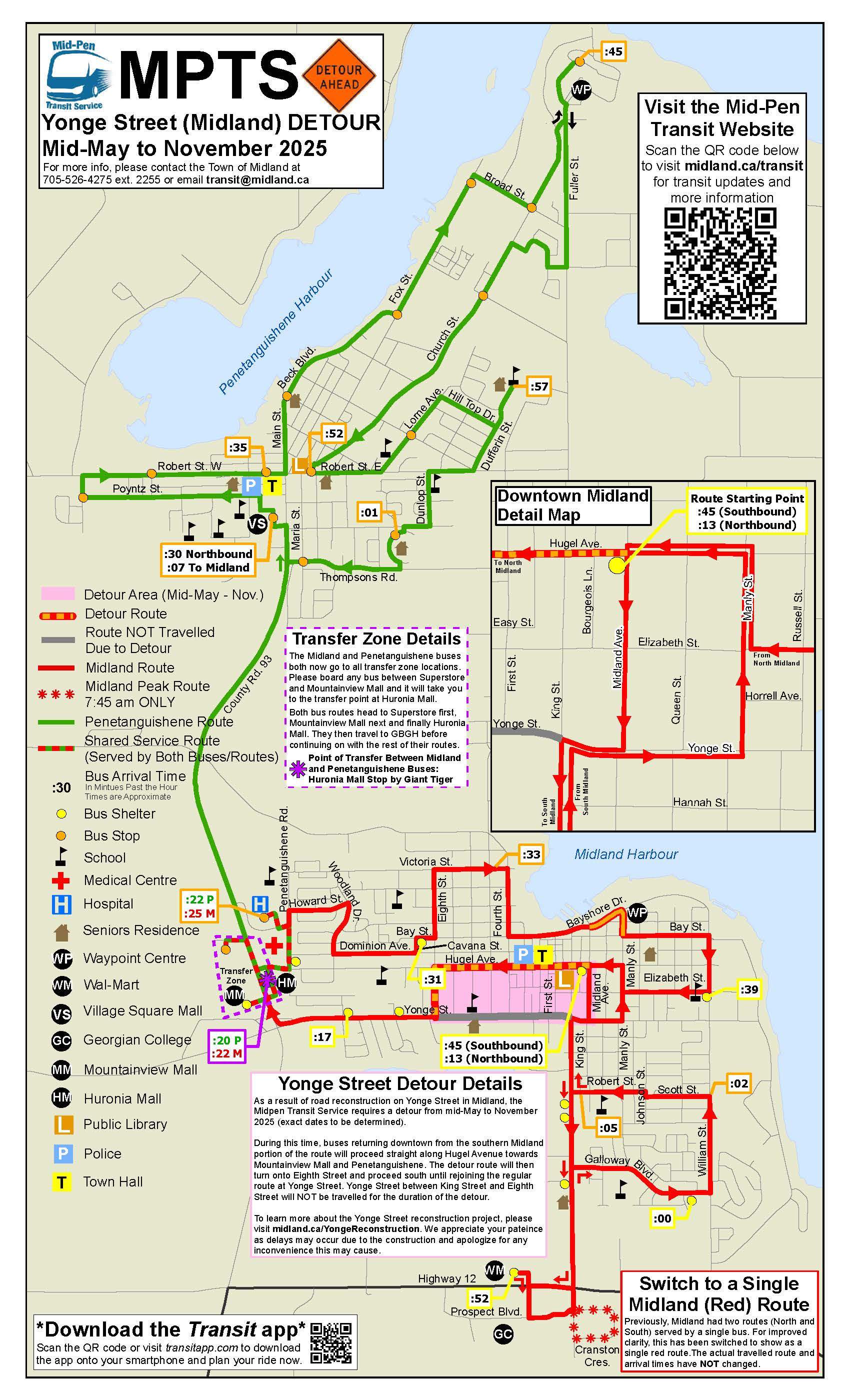 Transit detour map Transit detour