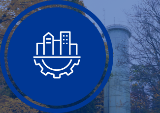 icon of building and gear