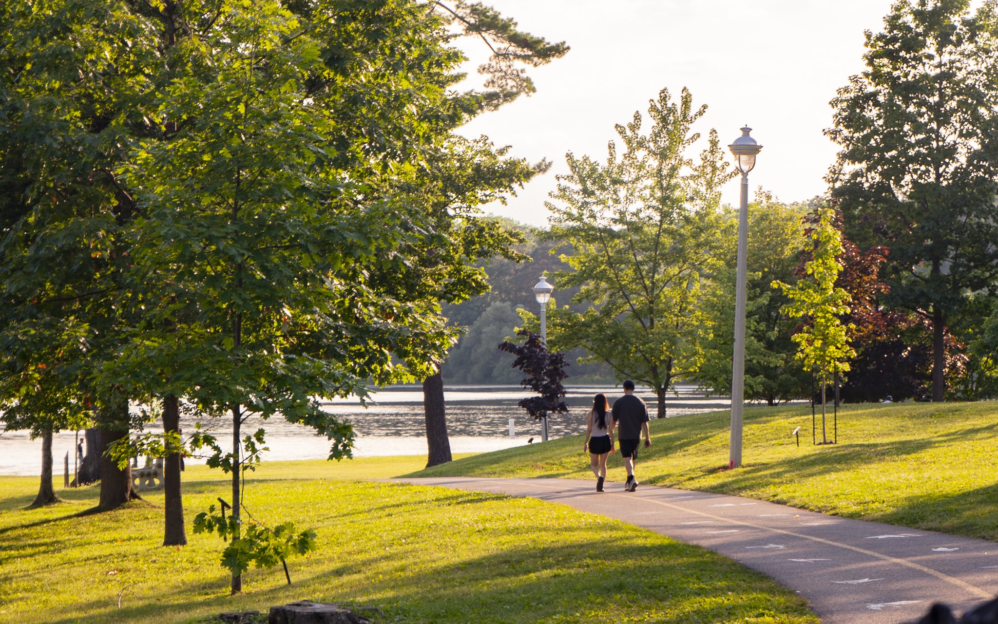 people walking along trail