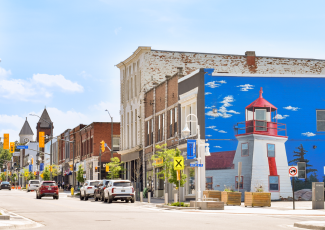 downtown strip of buildings