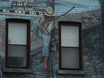 Fishing at Midland Harbour mural