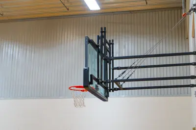 Retractable basketball nets in gym