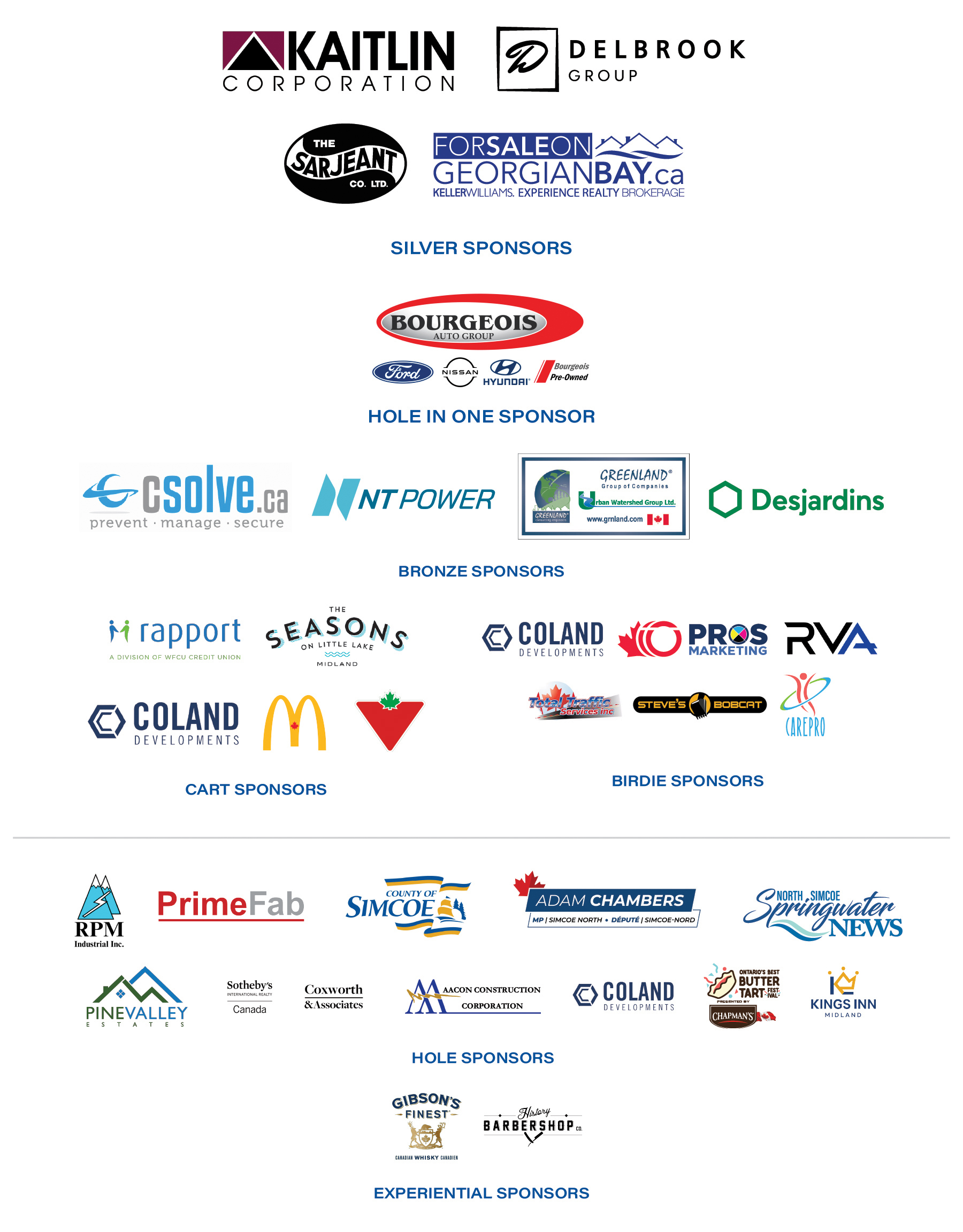 All the Mayor's charity golf tournament sponsors logo compiled into one image